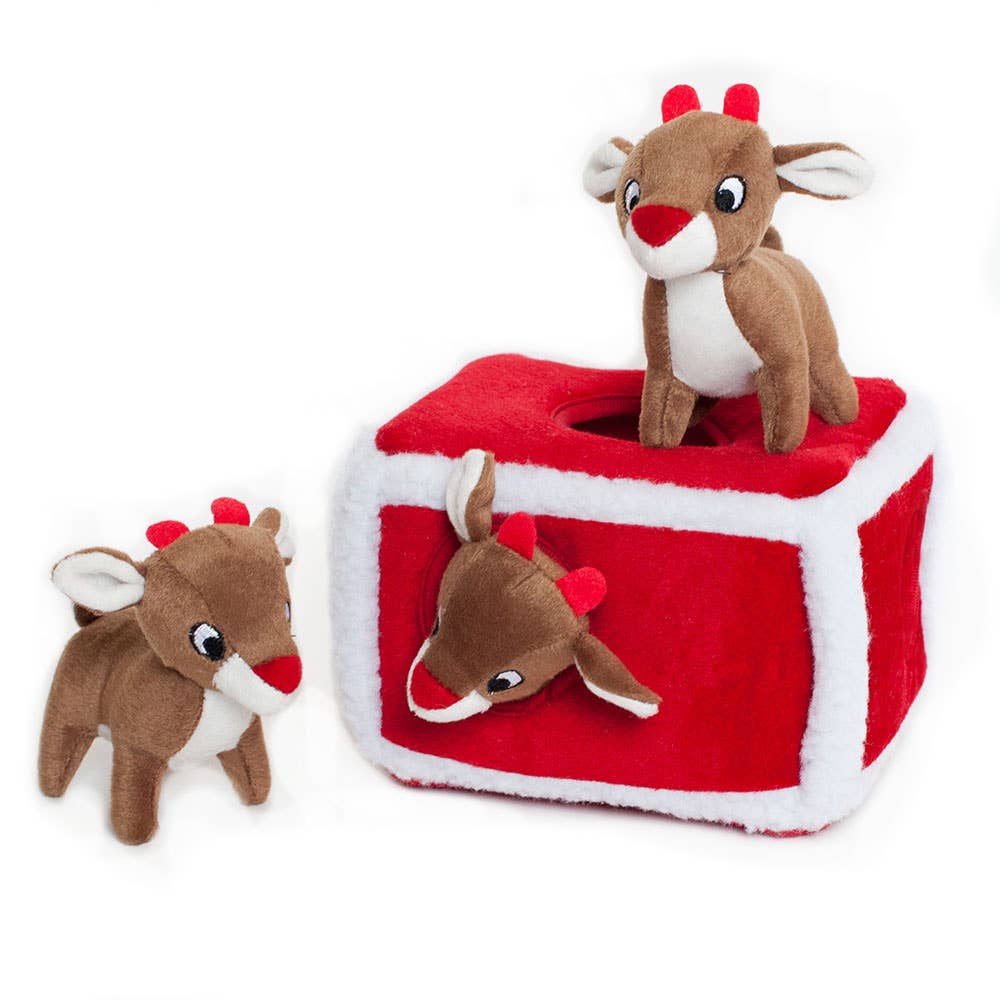 🐶 Holiday Burrow® - Reindeer Pen - Interactive Plush Toy for Dogs