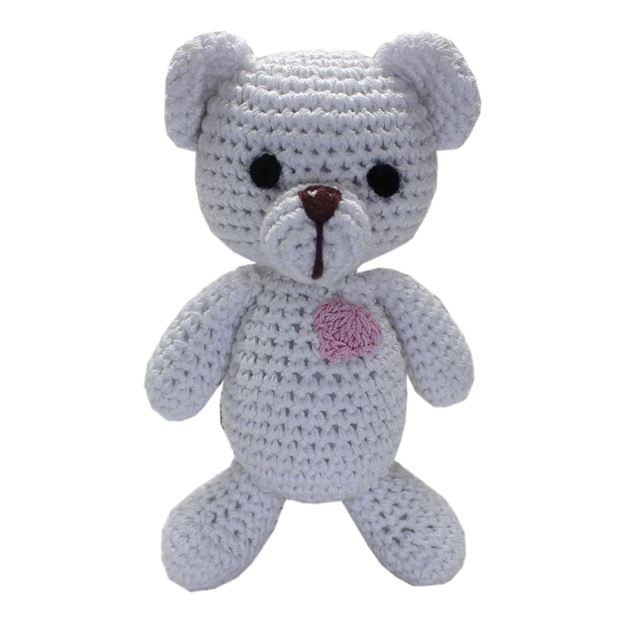 🐶 Knit Knacks Teddy the White Bear Organic Cotton Small Dog Toy