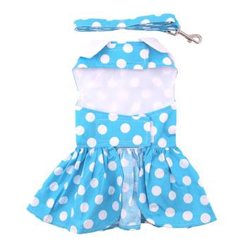 🐶 Blue Polka Dot Dress with Matching Leash for Dogs