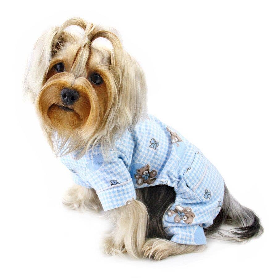 🐶 Teddy Bear Love Light Blue Flannel Pajamas for Dogs