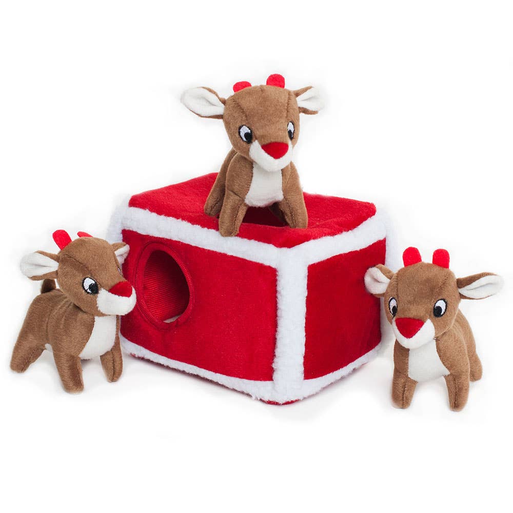 🐶 Holiday Burrow® - Reindeer Pen - Interactive Plush Toy for Dogs