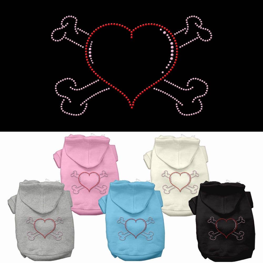🐶 Heart & Crossbone Rhinestone Hoodie for Dogs