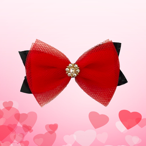 🐶 Tulle Pearl and Rhinestone Hair Barrette for Dogs