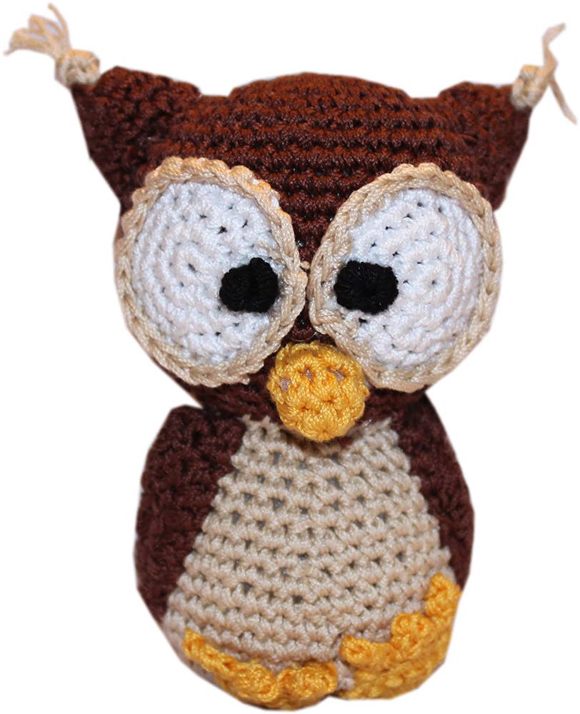 🐶 Knit Knacks Hootie the Owl Organic Cotton Small Dog Toy