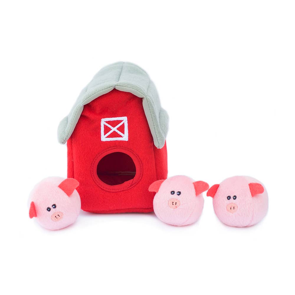 🐶 Zippy Burrow® Pig Barn with Bubble Babiez - Interactive Plush Toy for Dogs