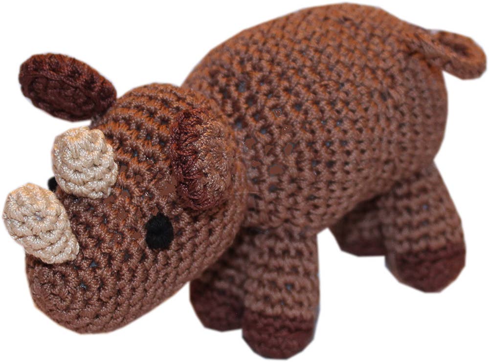 🐶 Knit Knacks Ruby the Rhino Organic Cotton Small Dog Toy
