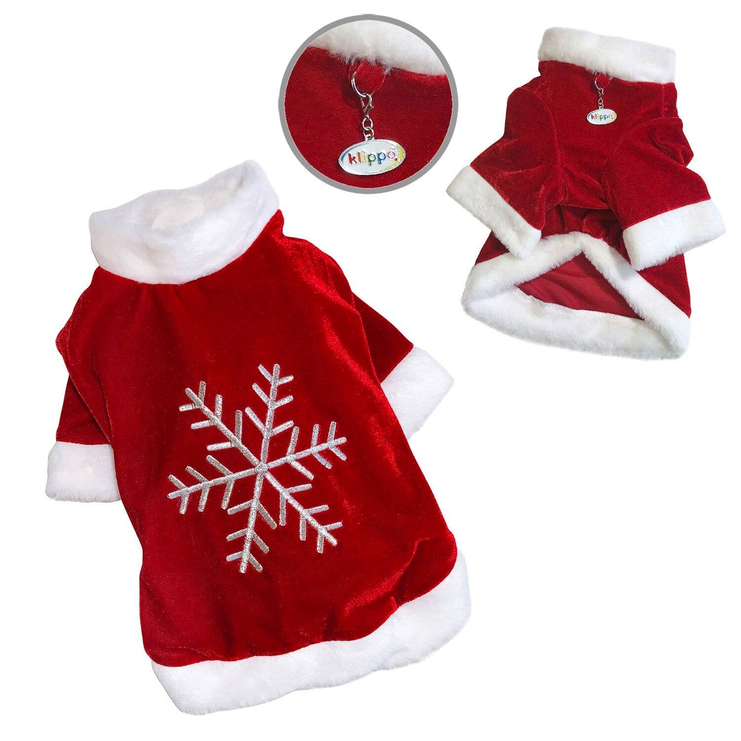 🐶 Velour Holiday Shirt With Sparkling Silver Snowflake for Dogs