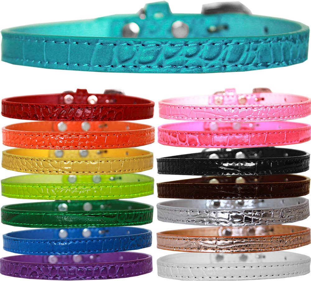 Omaha Designer Faux Croc Dog Collar - fits 10mm charms!