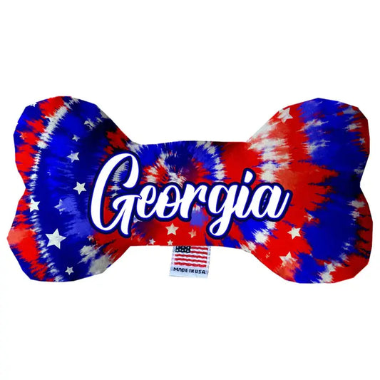 Georgia Patriotic Tie Dye Bone Dog Toy