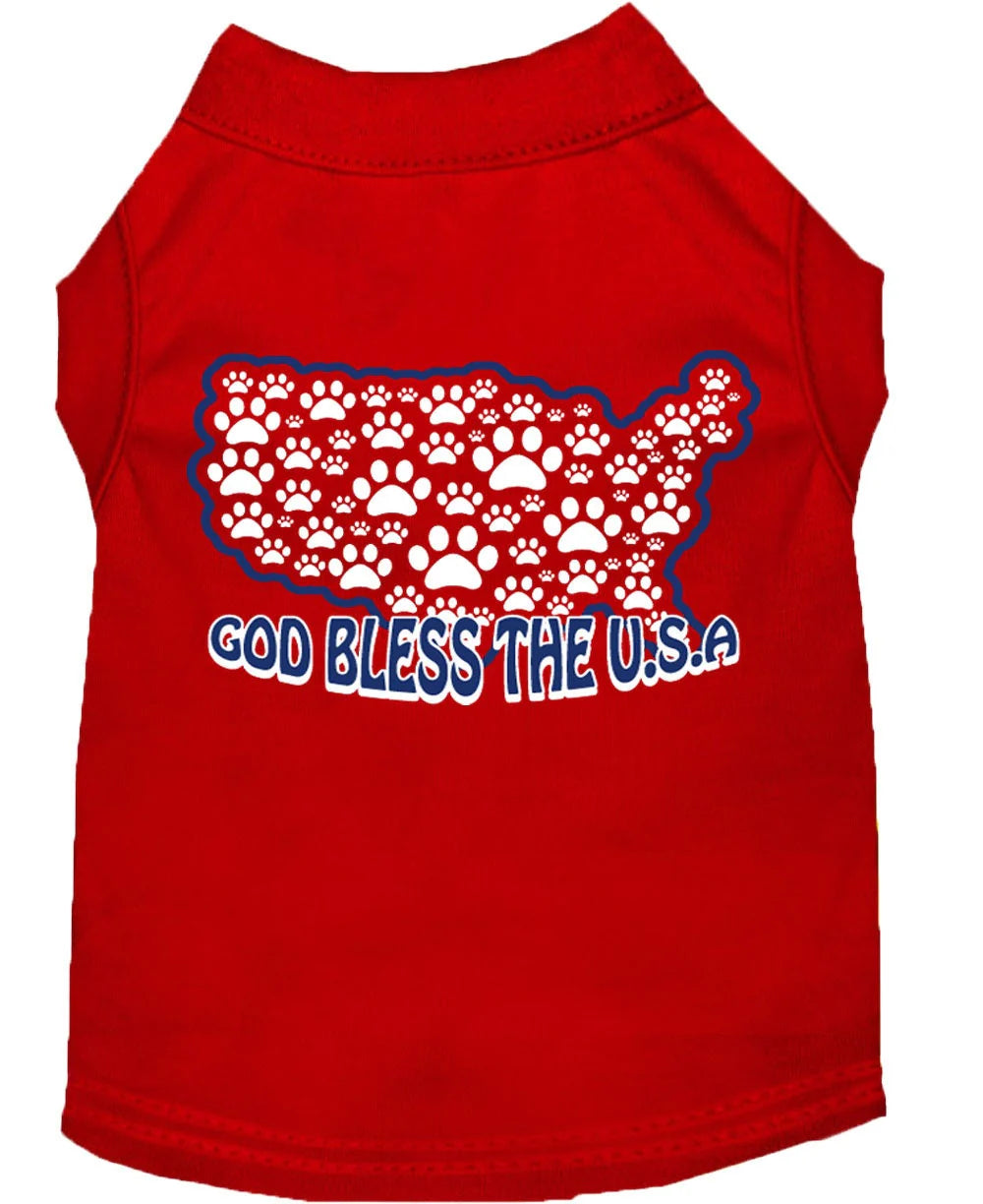 Dog Shirt Screen Printed, "God Bless The USA"