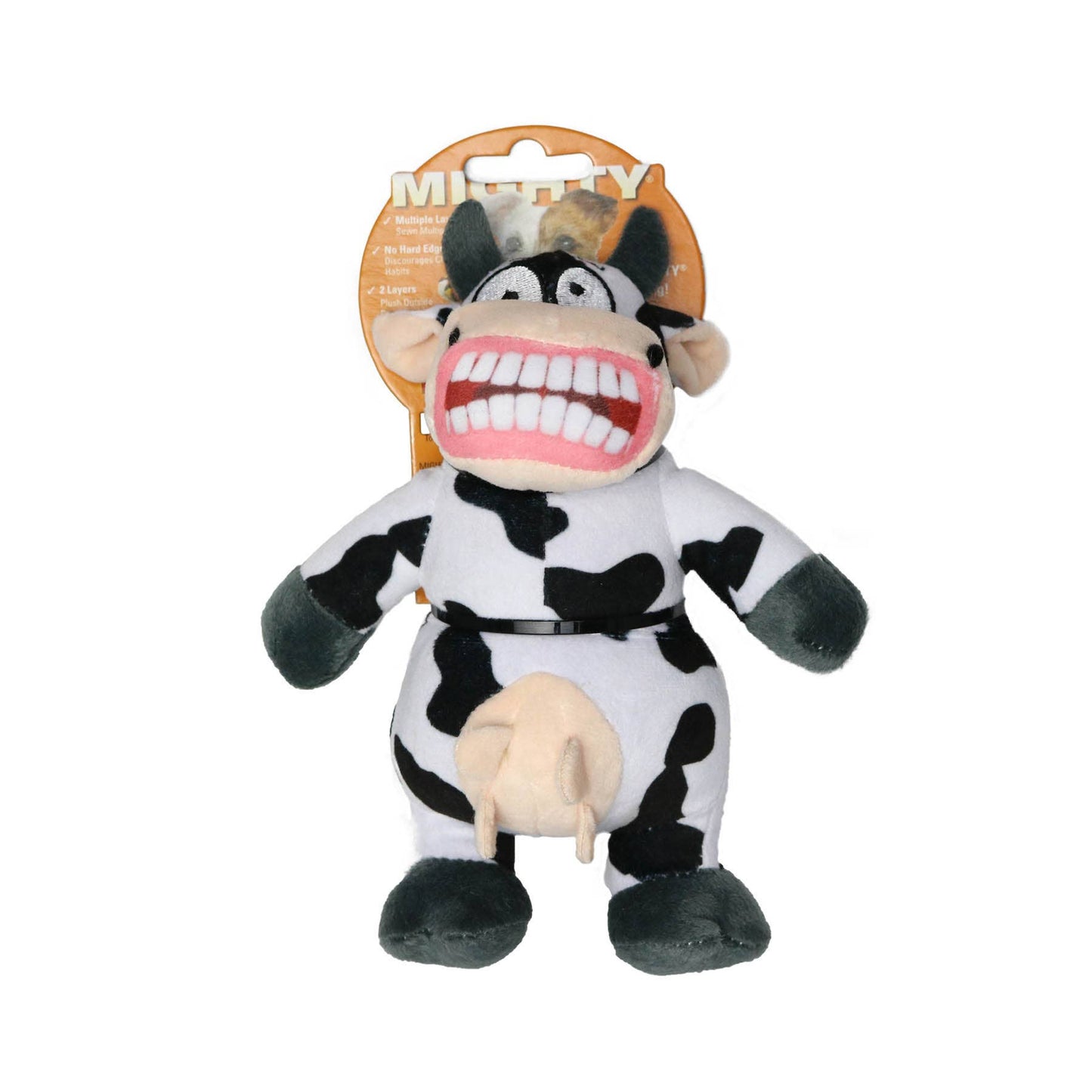 Mighty Jr Angry Animals Mad Cow, Plush, Squeaky Dog Toy