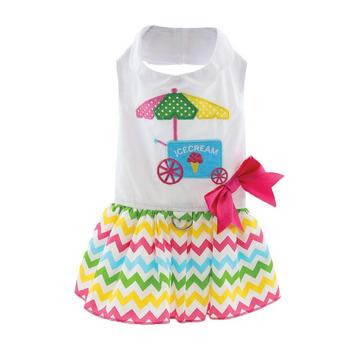 Ice Cream Cart Dog Dress with Matching Leash