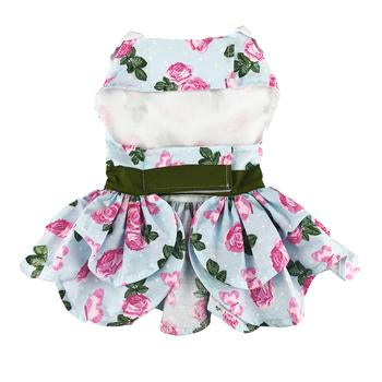 Pink Rose Harness Dog Dress with Matching Leash