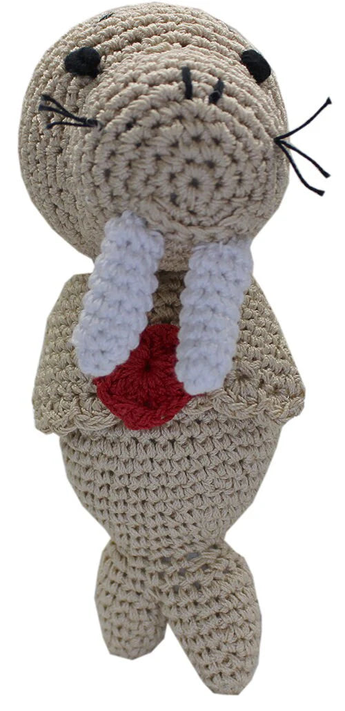 Knit Knacks Walter Walrus Organic Cotton Small Dog Toy