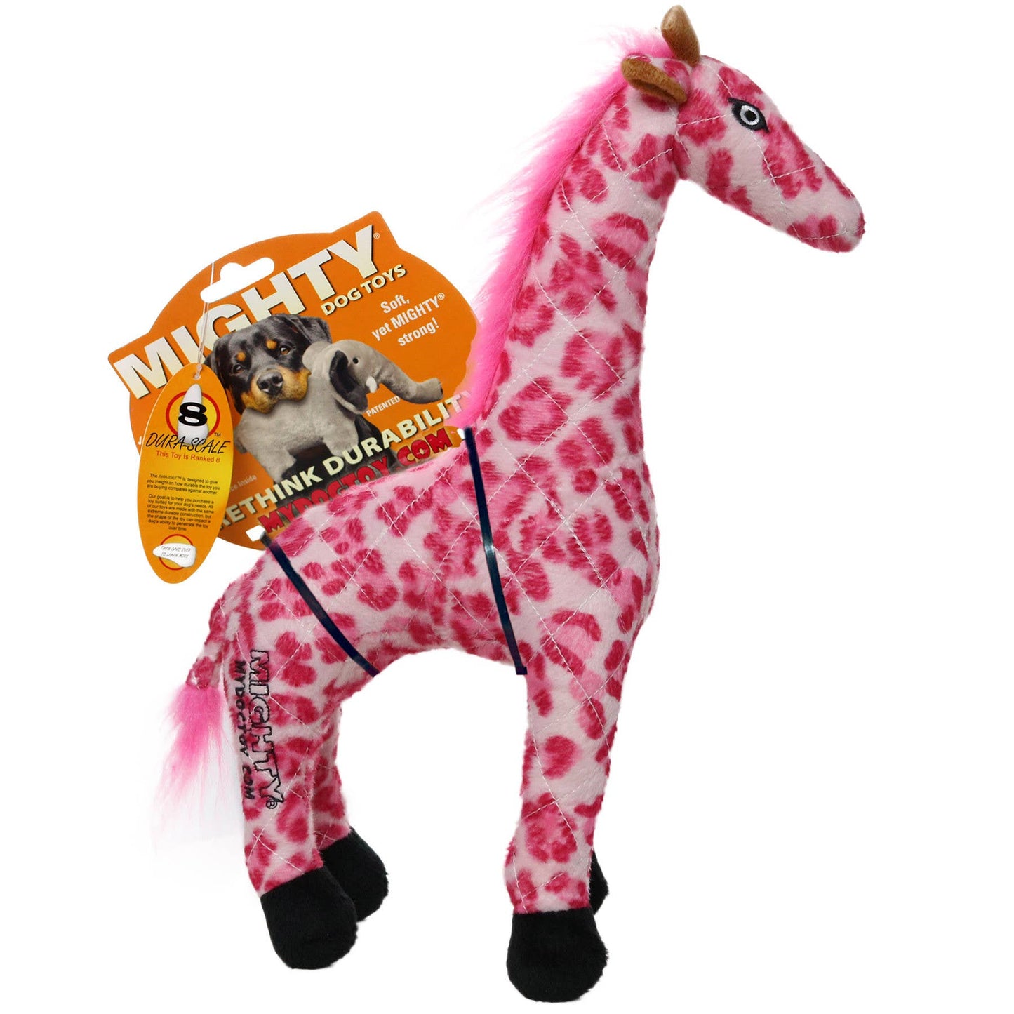 Mighty Safari Pink Giraffe, Plush, Squeaky Dog Toy