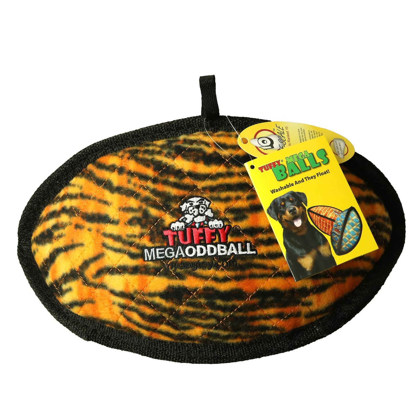 Tuffy Mega Odd Ball Tiger, Tough, Durable Dog Toy