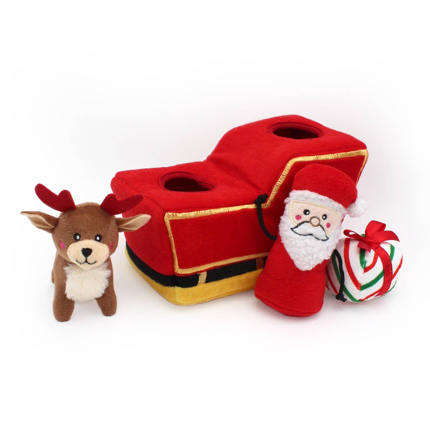 🐶 Holiday Burrow®  - Santa's Sleigh - Interactive Plush Toy for Dogs