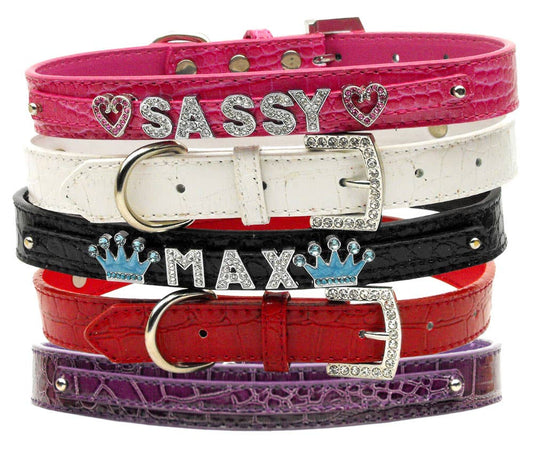 Faux Croc Two Tier Dog Collars for 10mm Charms