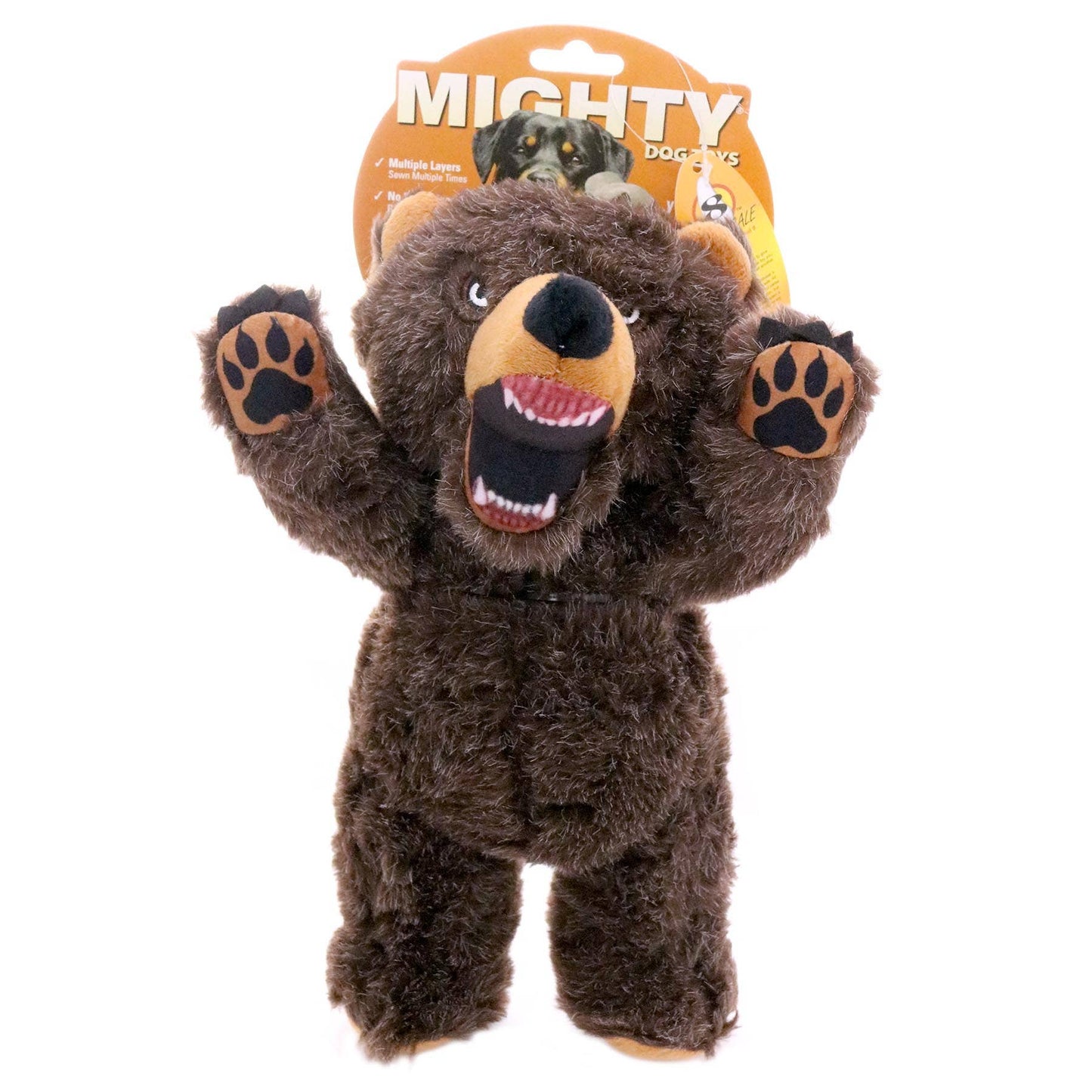 Mighty Angry Animals Bear, Plush, Squeaky Dog Toy