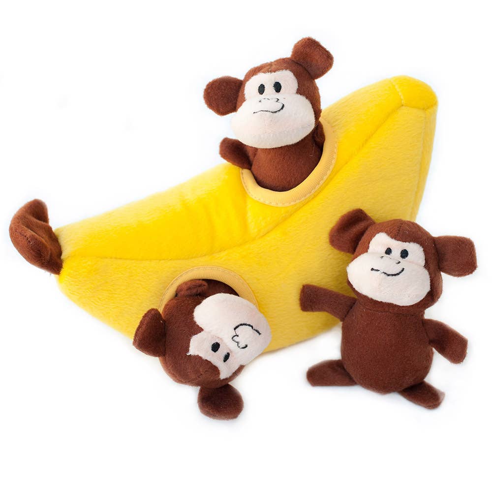 Zippy Burrow® - Monkey 'n Banana - Plush Dog Toy