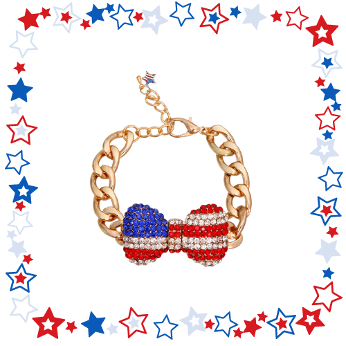 My Patriotic Bow Dog Necklace