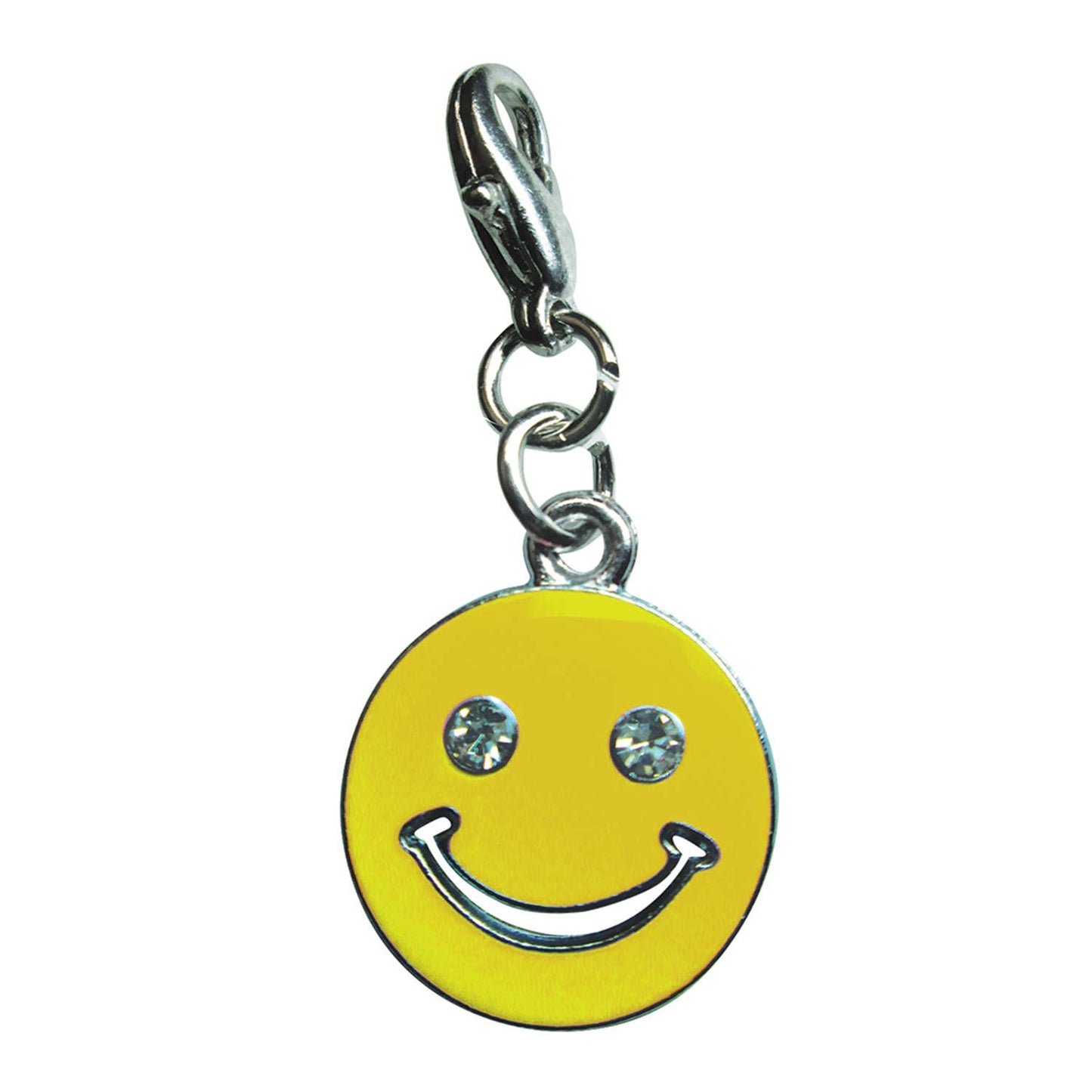 Happy Face with Sparkling Eyes Enamel Dog Charm - Yellow