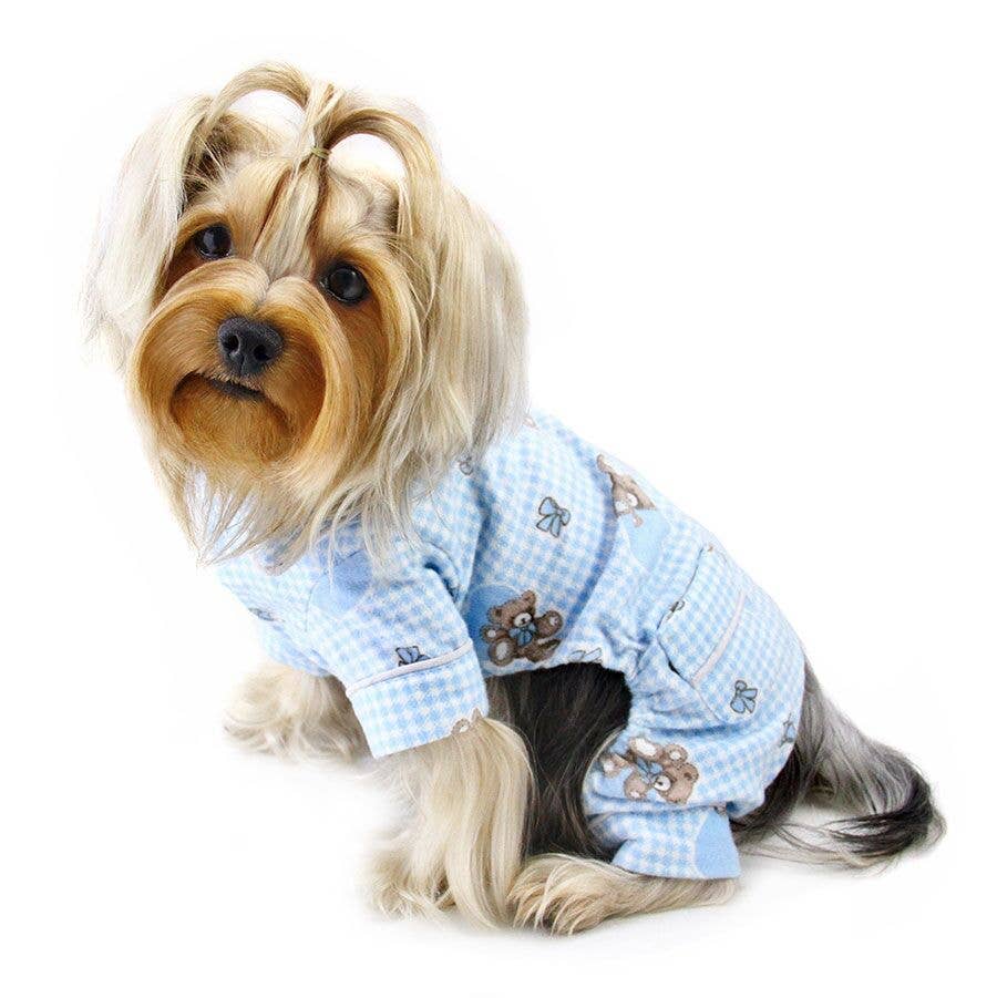 Teddy Bear Love Flannel Pajamas - Light Blue