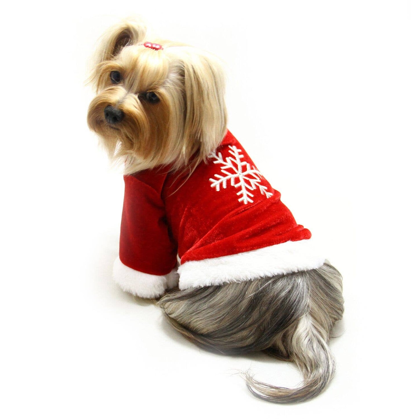 🐶 Velour Holiday Shirt With Sparkling Silver Snowflake for Dogs