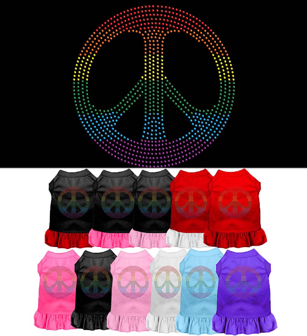 Rainbow Peace Rhinestone Dresses