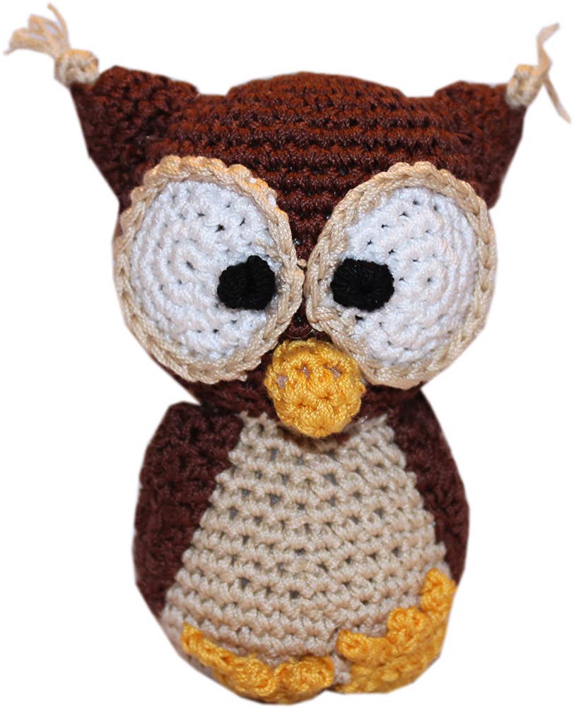 Knit Knacks Hootie the Owl Organic Cotton Small Dog Toy