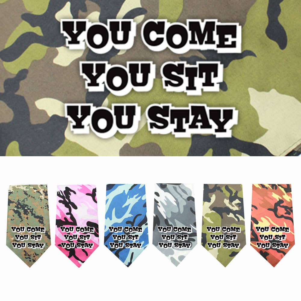 🐶 "You Come, You Sit, You Stay" Screen Print Bandana for Dogs