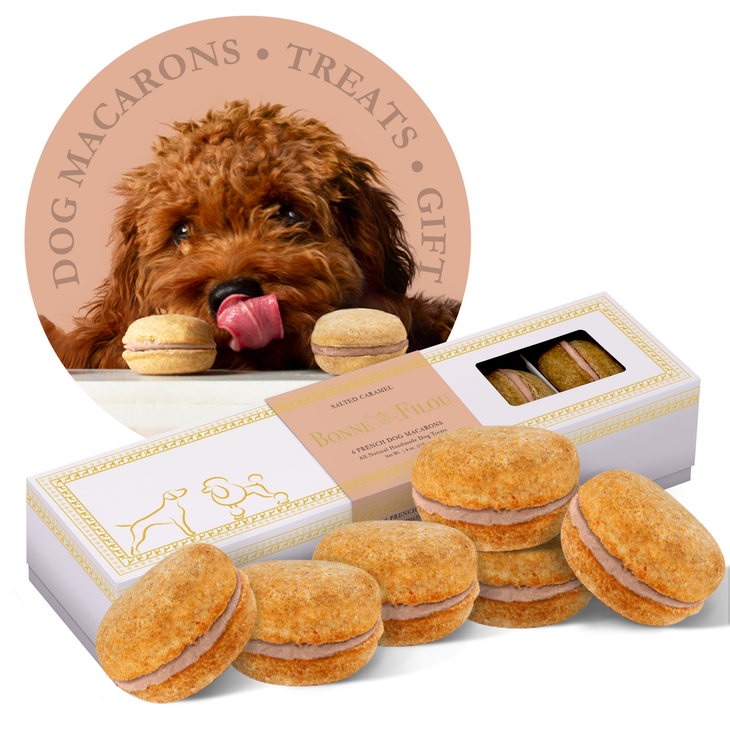 6-ct Peanut Butter Macaron Dog Treats Gift