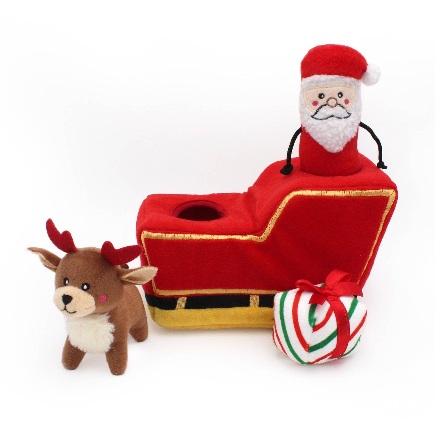 🐶 Holiday Burrow®  - Santa's Sleigh - Interactive Plush Toy for Dogs