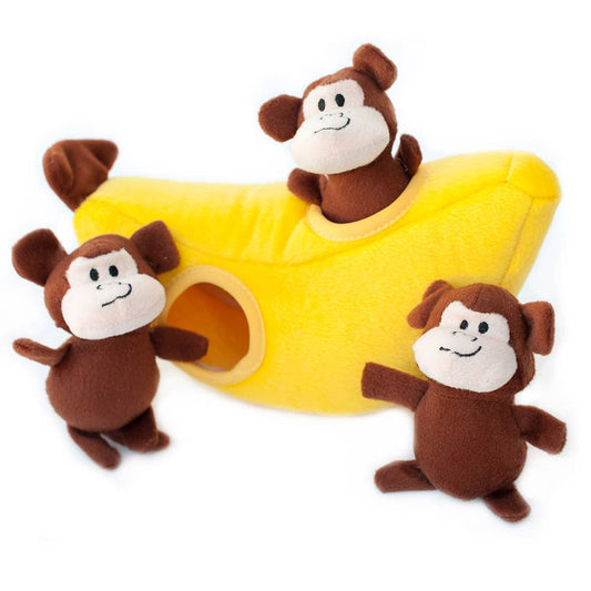 Zippy Burrow® - Monkey 'n Banana - Plush Dog Toy