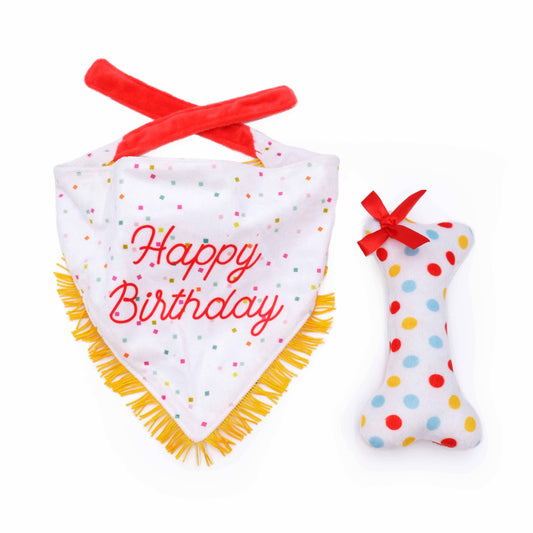 Birthday Bandana and Bone 2-Pack - Plush Dog Toy