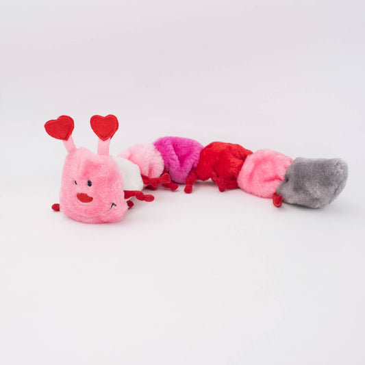 Valentine's Caterpillar - Large with 6 Squeakers - Plush Dog Toy